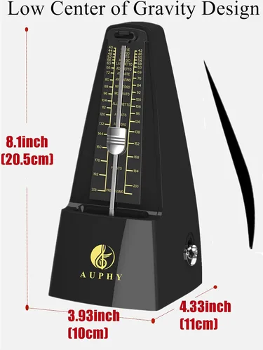 Miniatura 3 de Metrónomo mecánico con campana de acento, forma clásica, ritmo preciso, múltiples modos de ritmo, adecuado para piano, guitarra, batería, violín