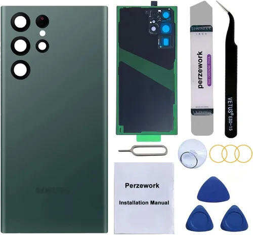 Miniatura 14 de Reemplazo de cristal trasero trasero para Samsung Galaxy S22 Ultra 6.8 pulgadas 5G con kit de herramientas de reparación y adhesivo preinstalado
