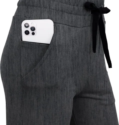 Miniatura 2 de RESHE Pantalones capri de yoga para mujer, holgados, suaves, con cordón, pantalones de entrenamiento casuales con bolsillos