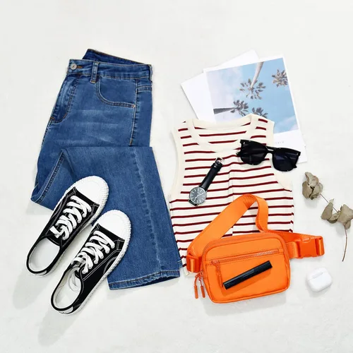 Miniatura 26 de WESTBRONCO Riñoneras para mujeres y hombres, bolsa para cinturón con bolsillos con cremallera, riñoneras modernas, bolsas cruzadas ligeras de 1