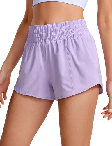 Miniatura 60 de CRZ YOGA Pantalones cortos de correr de cintura alta para mujer de 2.5 pulgadas, forro de malla de secado rápido para entrenamiento deportivo