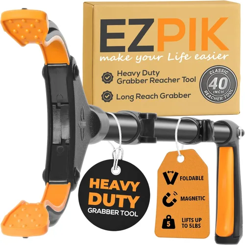 EZPIK® Alcanzador plegable para ancianos de 40 pulgadas + imanes – Alcanzadores de agarre resistentes para discapacitados y personas mayores –