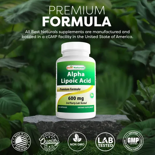 Miniatura 5 de Best Naturals Ácido alfa lipoico 600 mg 60 cápsulas – ALA Potente antioxidante (60 unidades (paquete de 1))