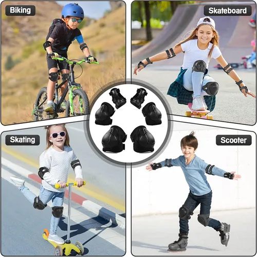 Miniatura 6 de Wemfg - Juego de protección para niños, rodilleras para niños de 3 a 14 años, rodilleras y coderas con protectores de muñeca 3 en 1 para patinaje