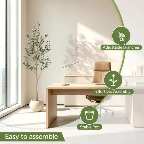 Miniatura 3 de Realead Árbol de olivo artificial de 6 pies, plantas de olivo sintético alto, árbol de seda de olivo falso en maceta con ramas y frutas, árboles