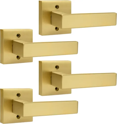 Miniatura 165 de Probrico Paquete de 4 manijas de puerta simuladas en negro mate, manijas interiores que no giran, manijas reversibles resistentes para interiores