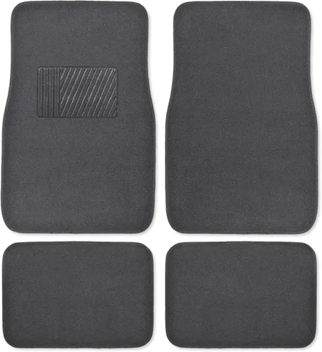 Juego premium de 4 piezas de alfombrillas de suelo de coche con almohadilla de seguridad de vinilo para coche, camión, SUV, cupé sedán, negro Carbón