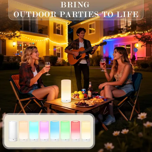 Miniatura 5 de UNIFUN Lámpara de mesa, lámparas de mesita con sensor táctil, luz blanca cálida de intensidad regulable y RGB con cambio de color para habitación