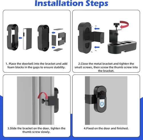 Miniatura 4 de Soporte Antirrobo para Timbre de Video Ring, Compatible con Timbre de Video, Soporte de Montaje Ajustable Sin Taladro para Timbres Inalámbricos
