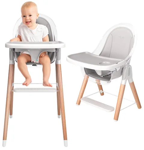 Silla alta de Children Of Design - Trona de bebé 6 en 1 no reclinable para bebés y niños pequeños, madera moderna, fácil de limpiar, bandeja