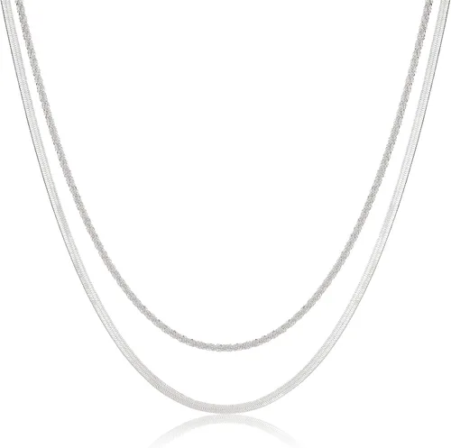 Miniatura 48 de Collares en capas para mujer, chapados en plata, delicada cuerda torcida de serpiente, delicado collar en capas, gargantilla de diferentes