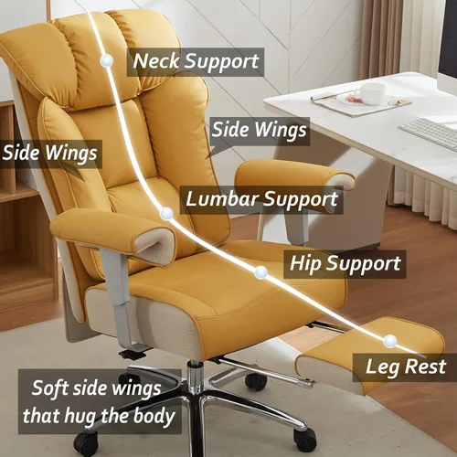 Miniatura 7 de Efomao Silla de oficina grande y alta, color verde, 450 libras, silla ejecutiva ergonómica de respaldo alto con reposapiés, reposabrazos acolchados