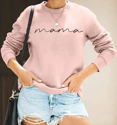 Miniatura 3 de Sudadera de cuello redondo para mujer, con estampado de letras, manga larga, holgada, a la moda