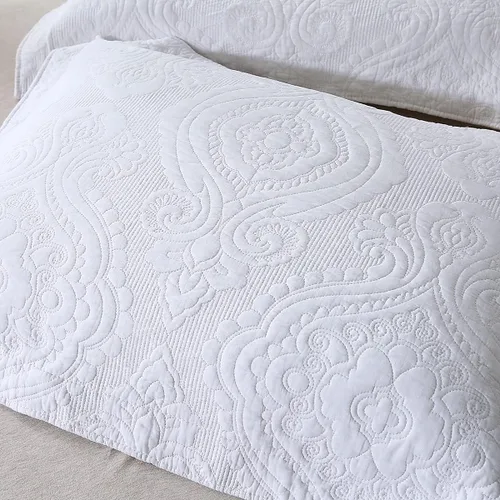 Miniatura 2 de WINLIFE Funda de almohada acolchada 100% algodón con estampado floral tamaño estándar (azul bebé)