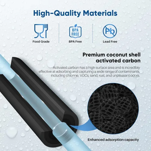 Miniatura 8 de Cartucho de repuesto para filtro de agua de carbón activado de cáscara de coco para toda la casa de 10" x 4.5" - Compatible con WFHDC8001, CB-BB-10