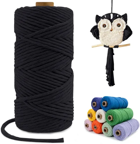 Miniatura 119 de Cuerda de macramé de una sola hebra de 0.197 in x 110 yardas, cuerda de macramé de algodón natural de 0.197 in, cuerda de algodón grueso para colgar