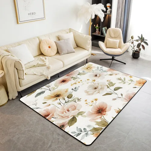 Miniatura 18 de jejeloiu Groovy Flower Area Rug 5x7 Polyester Retro Floral Boho Living Room Rugs 70S Hippie Groovy Flowers Bohemian Decor Carpet Psychedelic Floral