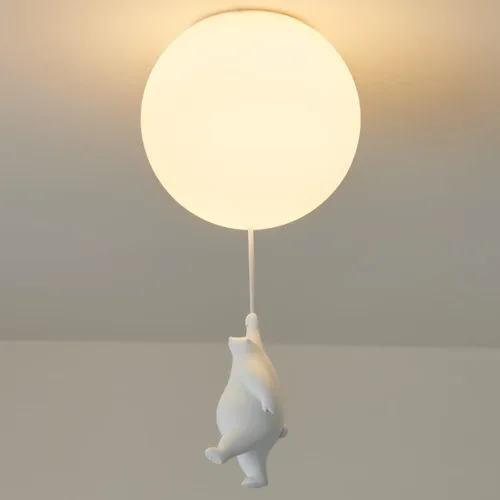 Miniatura 6 de Lámpara de techo empotrada para habitación de los niños, lámpara colgante de oso polar para vestíbulo, lámpara de bola de vidrio para dormitorio