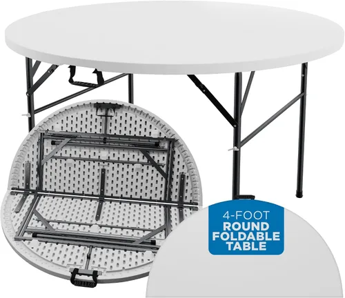 Miniatura 6 de Sorfey Mesa de cóctel plegable redonda, mesa plegable de altura de barra, 31.5 "redonda, plástico blanco