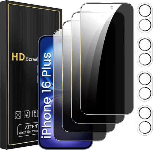 Miniatura 20 de Romkasi Paquete de 3 protectores de pantalla de privacidad para iPhone 11 de 6.1 pulgadas con 3 protectores de lente de cámara, película de vidrio