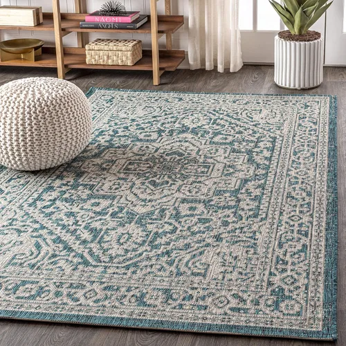 Miniatura 107 de Eyely BMS101D-28 - Alfombra de pasillo con textura de medallón de Santa Mónica Slesi, para interiores y exteriores, estilo costero, bohemio, Gris
