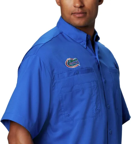 Miniatura 5 de Columbia NCAA Camisa Tamiami de Manga Corta para Hombre Universitaria Tallas Grandes y Altas Fla - Azul