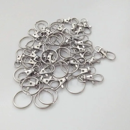 Miniatura 6 de 60 piezas de ganchos giratorios premium con anillas para llaves, ganchos de llavero con cierre de langosta de metal para manualidades con cordón