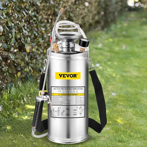 Miniatura 12 de Happybuy Pulverizador de bomba de acero inoxidable de 1 galón, varita de 12 pulgadas y manguera reforzada de 3 pies, medidor de presión, válvula