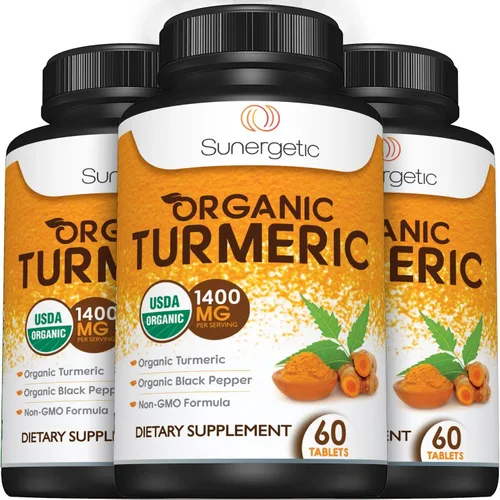 Miniatura 8 de Suplemento de cúrcuma orgánico certificado por USDA, incluye cúrcuma orgánica y pimienta negra orgánica, 1,400 mg de cúrcuma por porción, 60