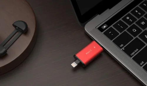 Miniatura 5 de ADAM elements iKlips C MFi certificado Lightning + USB C Flash Drive para iPhone, iPad Pro, Mac, PC, Android, Touch ID/Face ID seguro (negro, 128 GB)