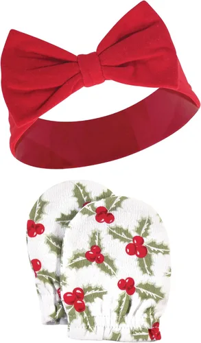 Miniatura 106 de Hudson Baby Conjunto de diadema de algodón y manoplas para rascar para bebé