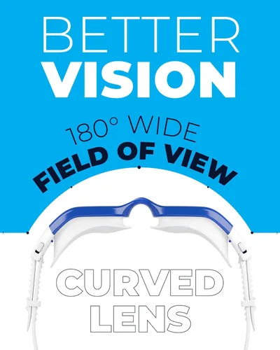 Miniatura 8 de AqtivAqua DX - Gafas de natación con visión amplia para adultos, hombres y mujeres, antiempañamiento y sin fugas Gafas azules + funda azul