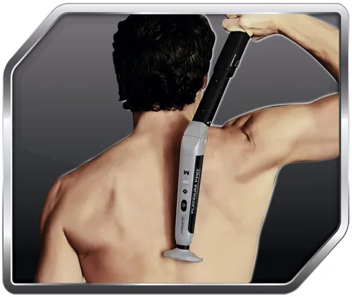 Miniatura 2 de Platinum Pro by MANGROOMER Nueva afeitadora de espalda con 3 cabezales flexibles de amortiguador, bisagra eléctrica, mango de alcance extremo