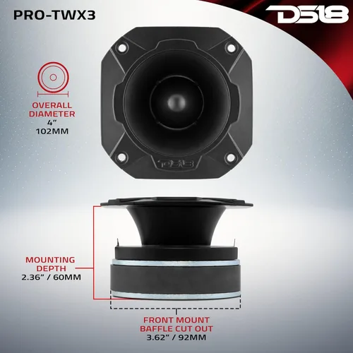 Miniatura 5 de DS18 PRO-TWX3 - Tweeter Super Bullet de 4 pulgadas, 480 vatios, 1.5 pulgadas, aluminio, 4 ohmios Vc, los tweeters PRO son los mejores en el mercado