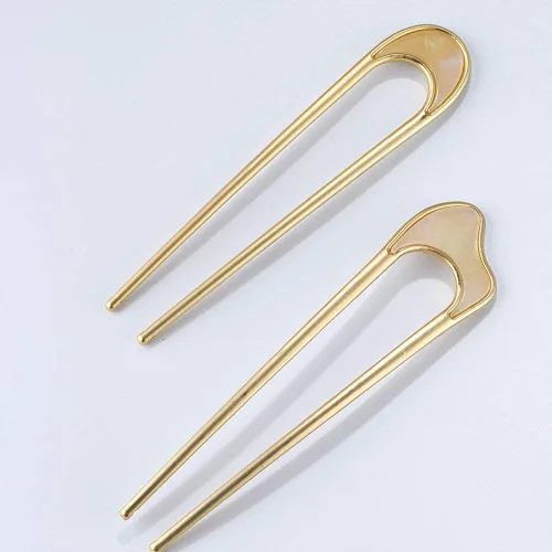 Miniatura 6 de Pasadores de pelo en forma de U de metal vintage palillos de pelo francés para mujer, 2 piezas, estilo 1