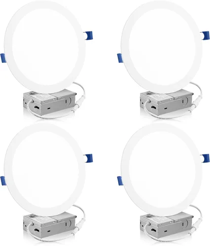 Miniatura 11 de Meconard Paquete de 4 lámparas de techo empotrables LED ultrafinas de 6 pulgadas, 3000 K/4000 K/5000 K seleccionables, regulables 12 W = 110 W, 1050