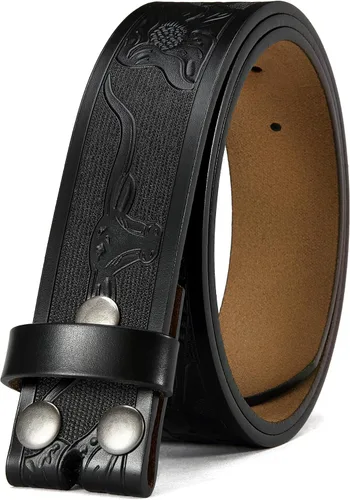 Miniatura 3 de CHAOREN Cinturones occidentales para hombre sin hebilla, cinturón vaquero de 1.5 pulgadas, cinturón de cuero genuino para jeans, agujero ovalado