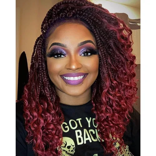 Miniatura 34 de Goddess Box Braids 1B3330 - Trenzas de ganchillo bohemias de 10 pulgadas para mujeres negras, paquete de 7 paquetes de trenzas bohemias preenlazadas