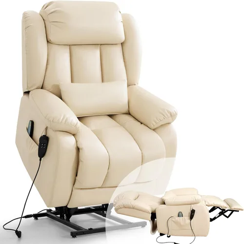 Infinite Position Lay - Silla reclinable plana para adultos, silla elevadora eléctrica de doble motor para personas mayores con masaje y