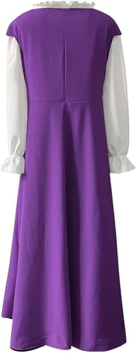 Miniatura 3 de Wkishenl Vestido renacentista de dos piezas para mujer, con cordones, vestido de baile gótico con decoración floral, disfraz medieval victoriano