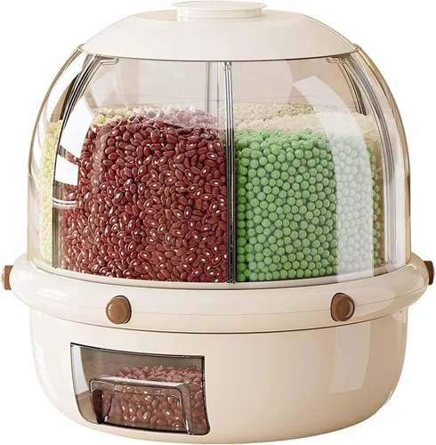 Dispensador giratorio de alimentos secos para encimera, dispensador de 6 rejillas para lentejas, arroz, frijoles, contenedor de almacenamiento de