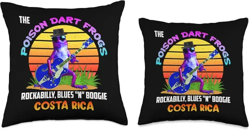 Miniatura 3 de Funny Cute Frog 1950's 1960's Vintage Nostalgia Poison Dart Frogs Blues Retro Rockabilly Fifties Dark Shades - Almohada de 18 x 18 pulgadas