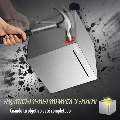 Miniatura 4 de hizgo Alcancía para adultos, caja de ahorros de acero inoxidable para ayudar al presupuesto y ahorrar debe romperse para acceder al dinero