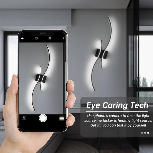 Miniatura 3 de CANEOE Moderna lámpara LED de pared, 39 pulgadas, aplique de pared LED negro para interiores, accesorios de tocador de baño sobre espejo para sala