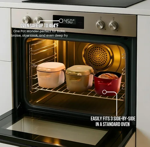 Miniatura 2 de KooK Horno holandés, para hornear pan, molde para pan de masa madre, con tapa, asas dobles, hierro fundido esmaltado, incluye palanca de tapa, apto