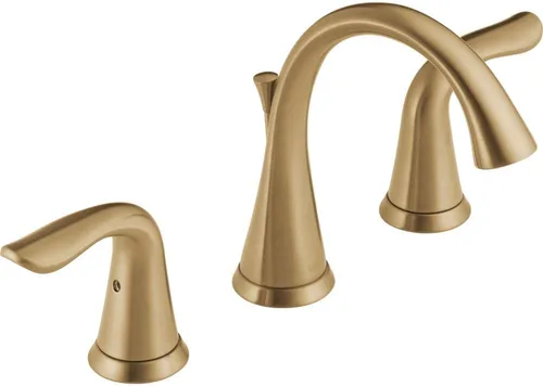 Delta Faucet Lahara - Grifo de baño de 2 llaves con tecnología de sellado de diamante y ensamblaje del drenaje de metal, bronce champán