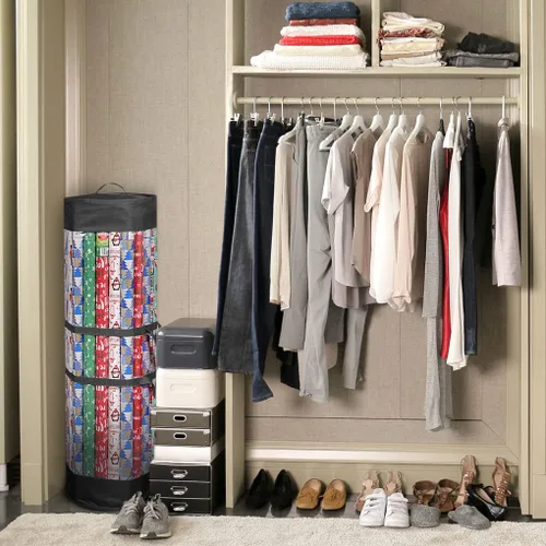 Miniatura 5 de ProPik Bolsa organizadora de papel de regalo para todos tus envoltorios y cintas de regalo, se adapta a rollos largos de 40 pulgadas, con capacidad
