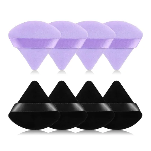 8 piezas Esponja para polvo de cara en forma de triángulo, suave y aterciopelada, para polvo suelto, polvo corporal, esponja de maquillaje para