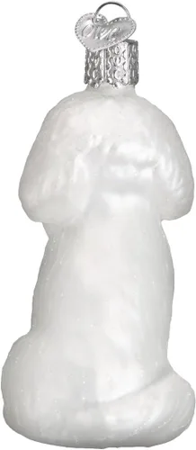 Miniatura 3 de Old World Christmas Bichon Frise - Adorno de vidrio soplado para árbol de Navidad, decoración navideña artesanal, colección de perros