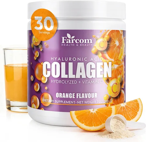Farcom Polvo de péptidos de colágeno con ácido hialurónico, biotina, vitamina C y magnesio, 6,000 mg de colágeno hidrolizado, mezcla de bebida sabor